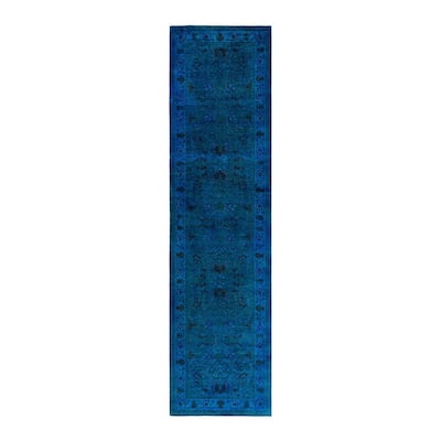Fine Vibrance One-of-a-Kind Hand-Knotted Runner Rug - Brown, 3' 2" x 12' 2" - 3' 2" x 12' 2"
