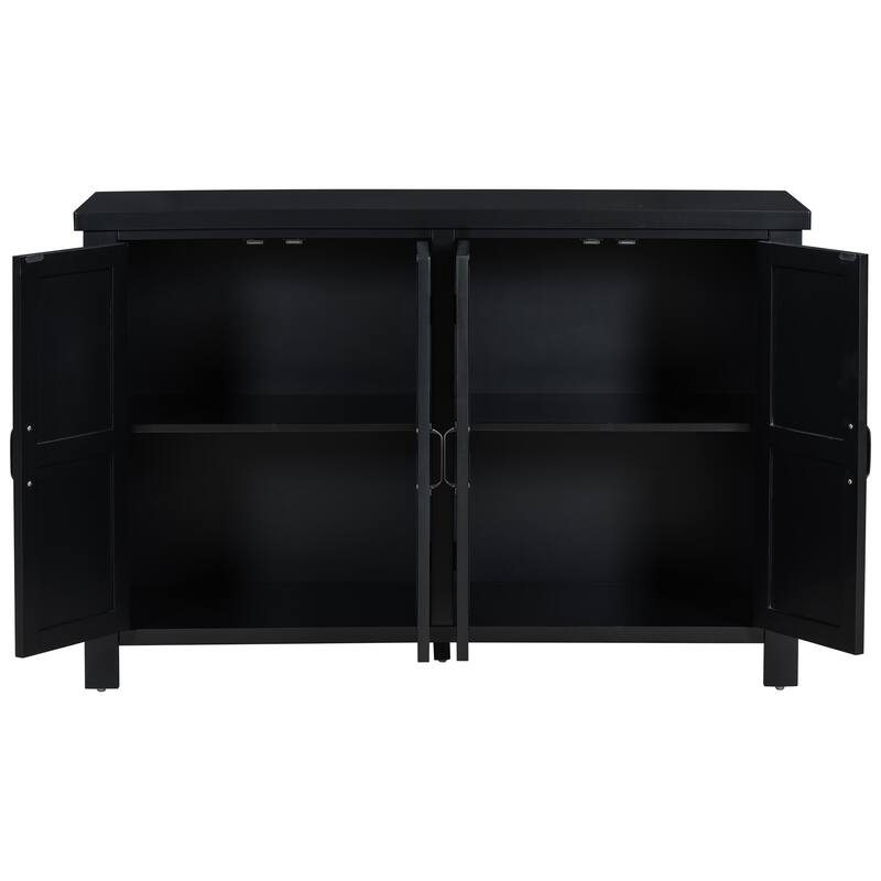 4-Door Storage Sideboard with Adjustable Shelves and Retro Atimon Handles ,Ample Storage,Pinewood Legs