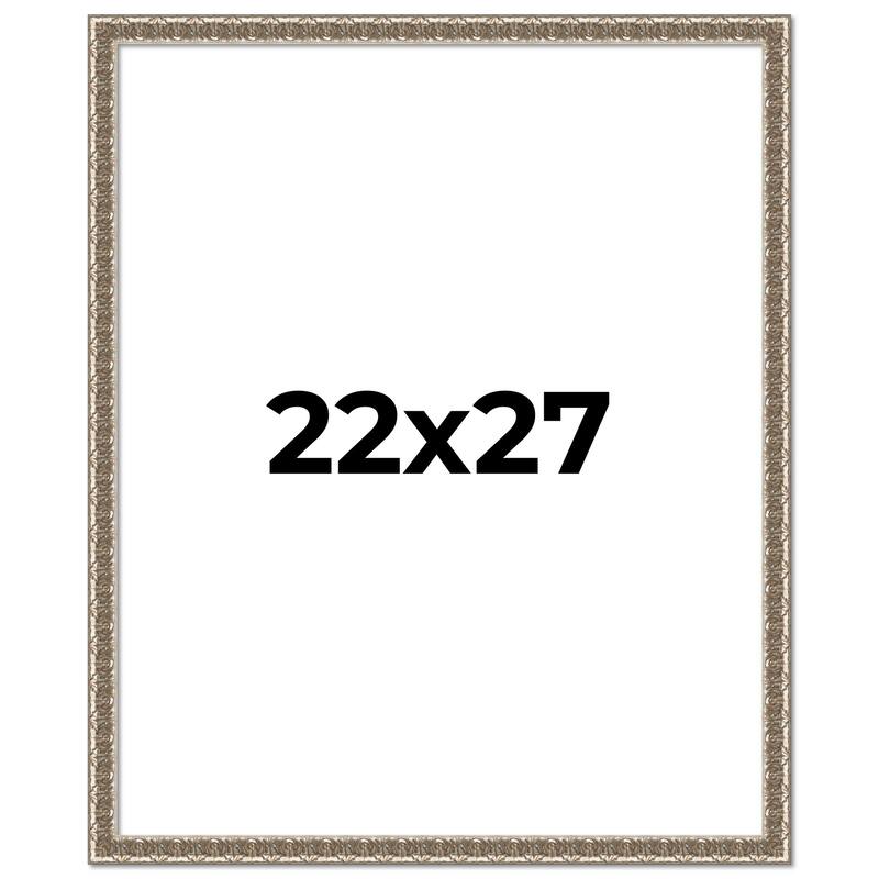 22x27 Frame Silver Versailles Ornate Solid Wood Picture Frame | 1 Inch