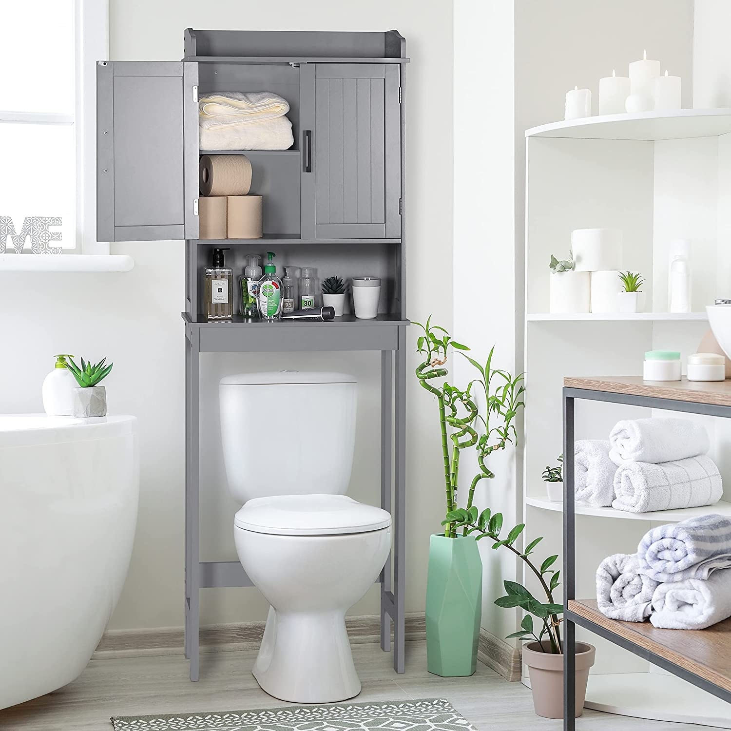 Bathroom Storage Floor Standing Over the Toilet Organizer Shelves