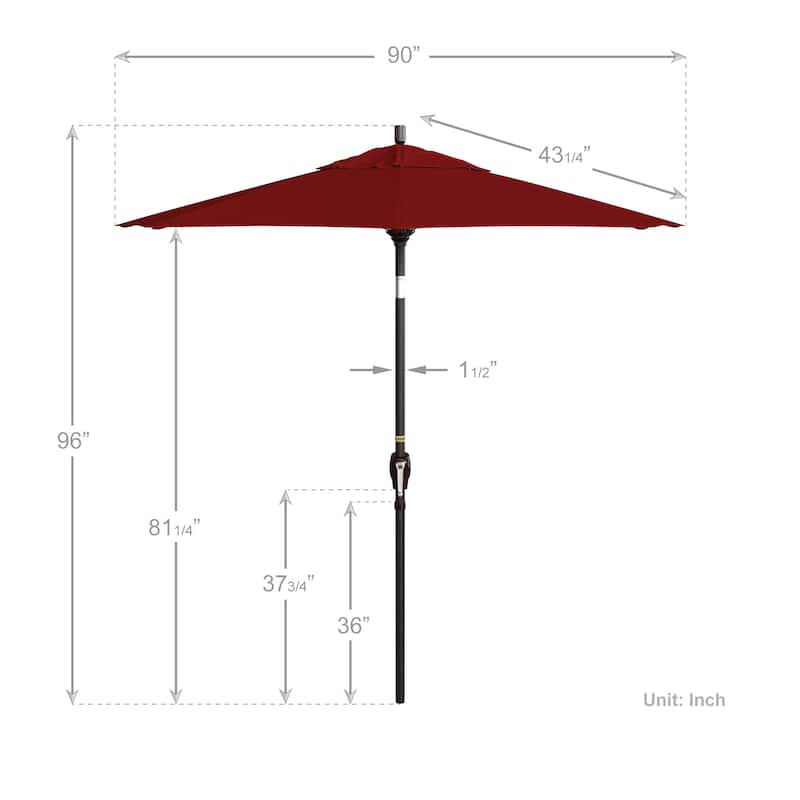 California Umbrella 7.5' Round Crank Lift Push Button Tilt Bronze Aluminum Patio Umbrella with Olefin Royal Blue Fabric