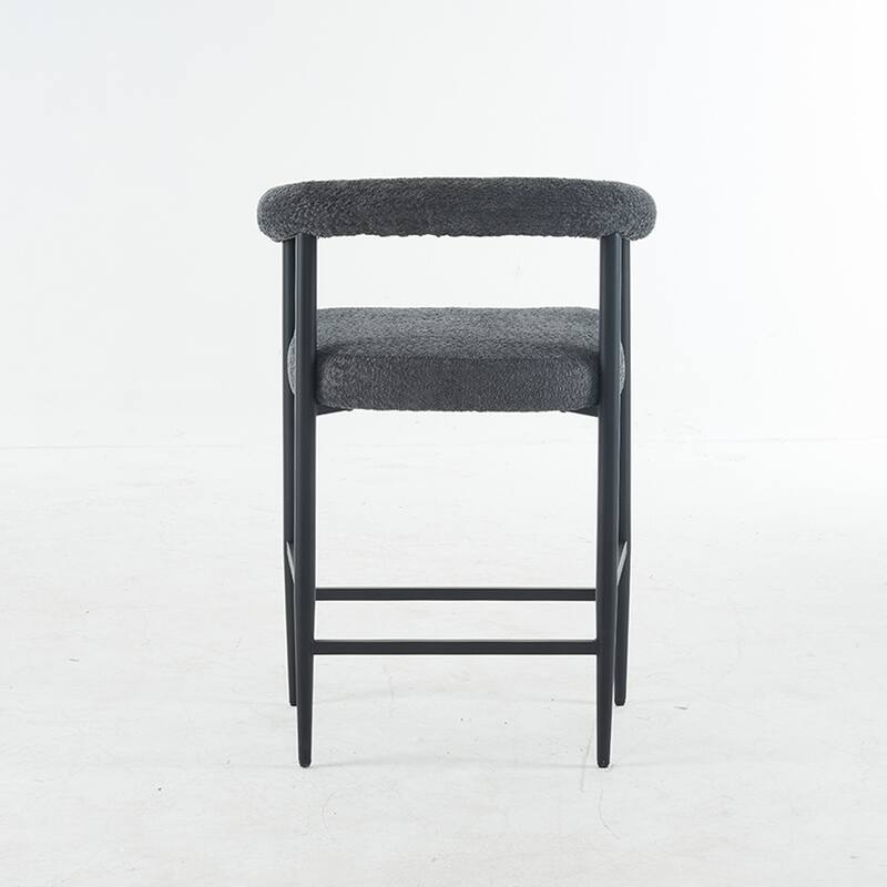 Upholstered Bar Stools, Fabric Counter Height Chairs with Metal Frame & Armrests Kitchen Island Bar Chairs Set of 2