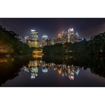 WC027 Atlanta GA at Night Traviling Lights by Wayne Collamore Art Poster - Print On Demand - 24 x 36 Inch