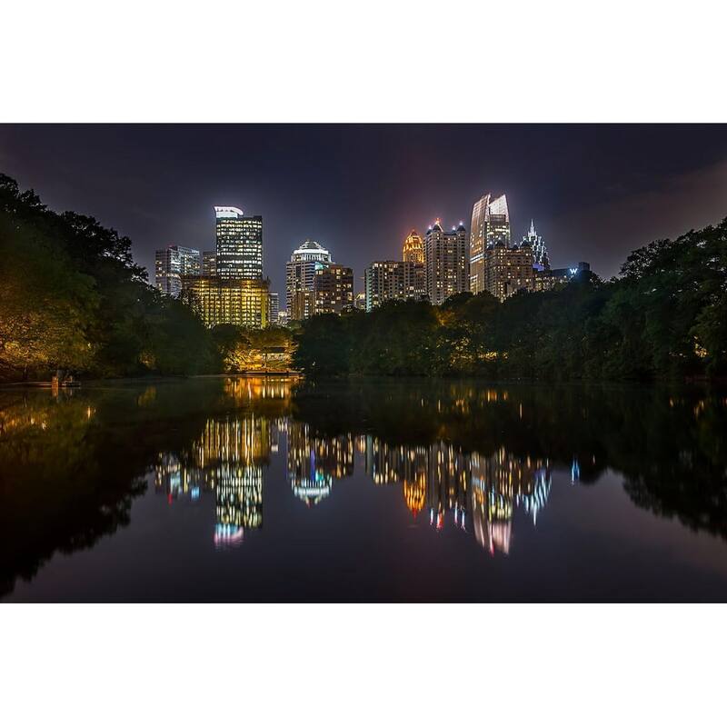 WC027 Atlanta GA at Night Traviling Lights by Wayne Collamore Art Poster - Print On Demand