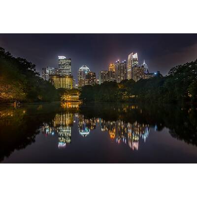 WC027 Atlanta GA at Night Traviling Lights by Wayne Collamore Art Poster - Print On Demand