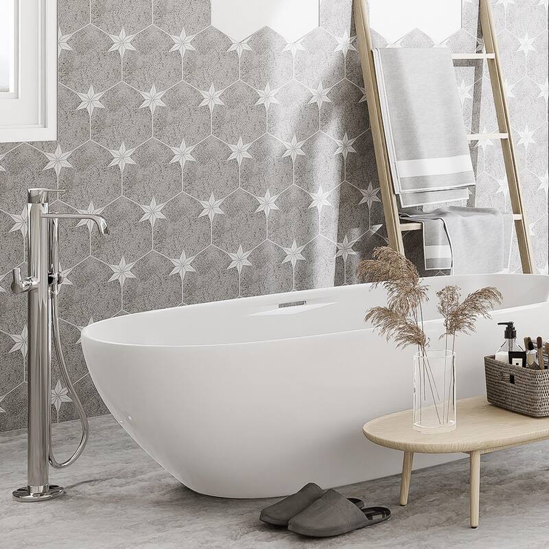 Merola Tile Stella Hex Mist 8-5/8" x 9-7/8" Porcelain Floor and Wall Tile