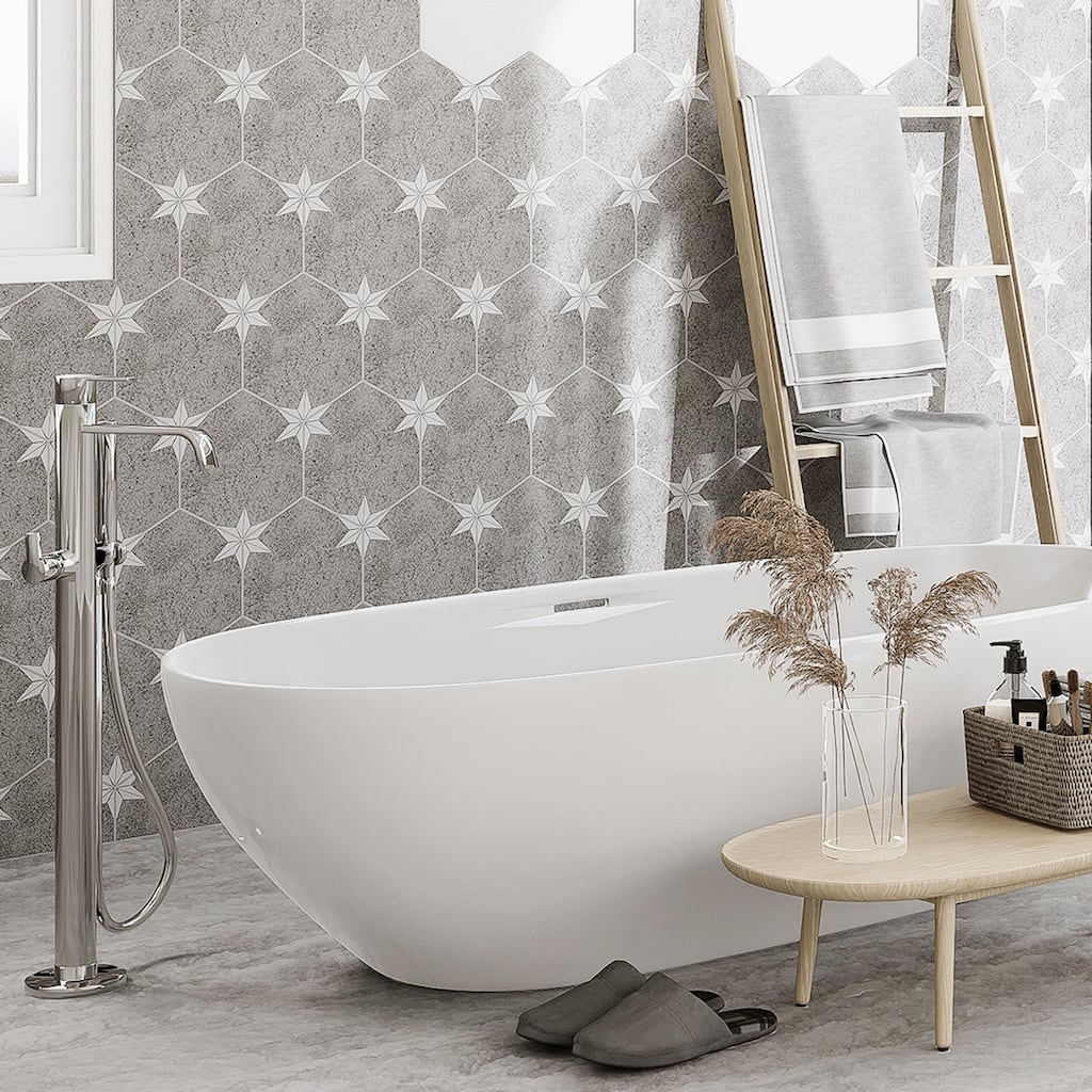 Merola Tile Stella Hex Mist 8-5/8" x 9-7/8" Porcelain Floor and Wall Tile