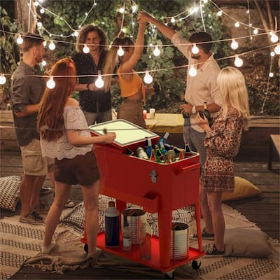 Outdoor Portable Rolling Party Cooler Cart Patio Mobile Ice Chests