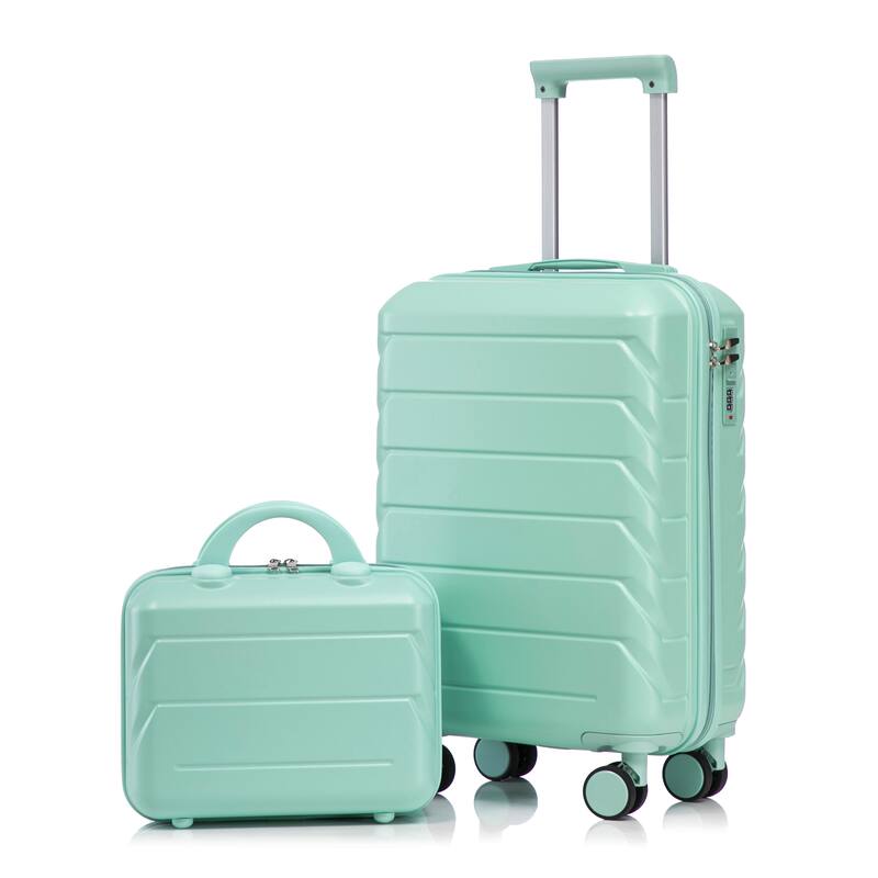 14"/20" ABS Spinner Wheel Luggage w/Combination Lock & Cosmetic Case - Mint Green