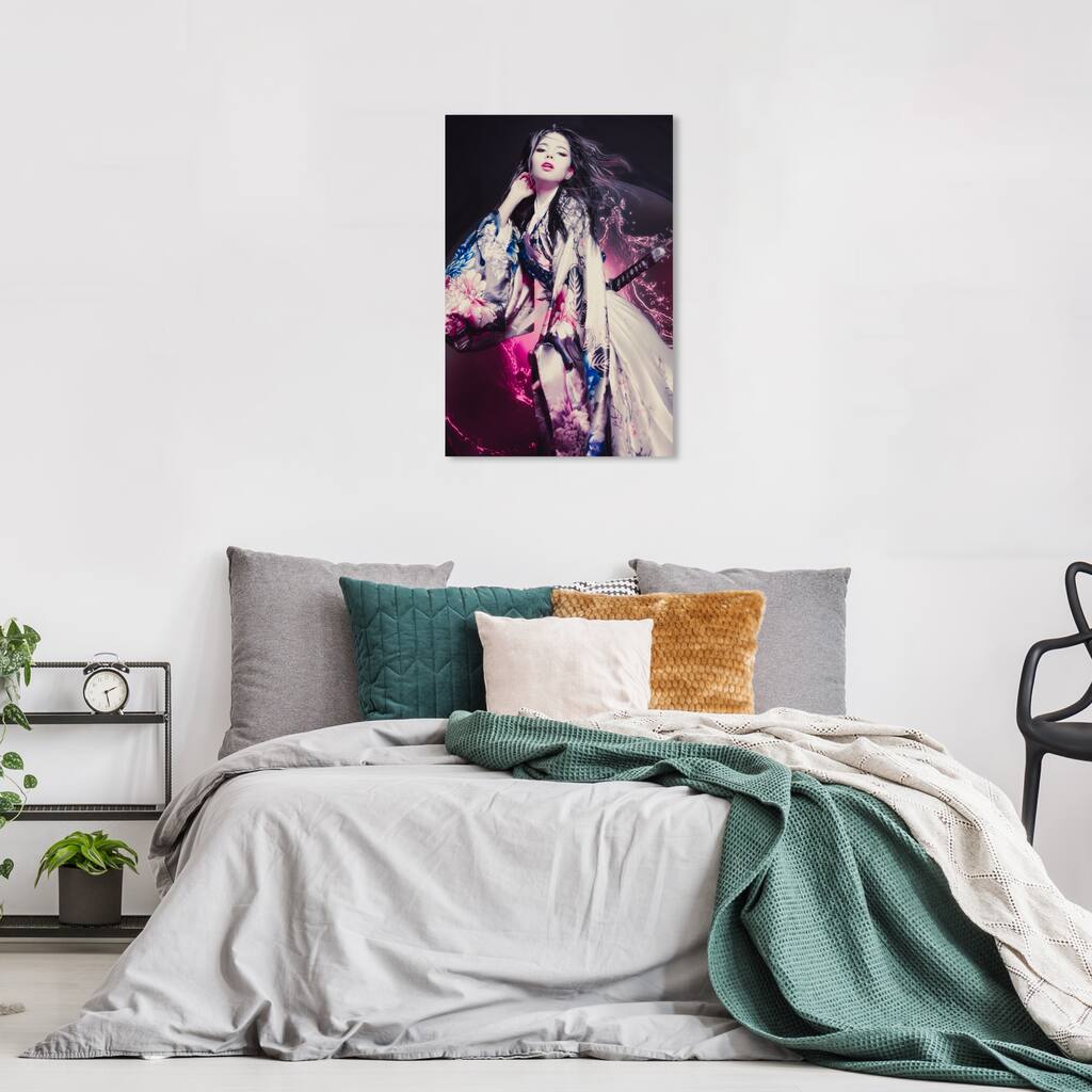 Wynwood Studio Canvas Fashion and Glam Flowered Glam Dress Purple and Dark Purple Glam Wall Art Canvas Print