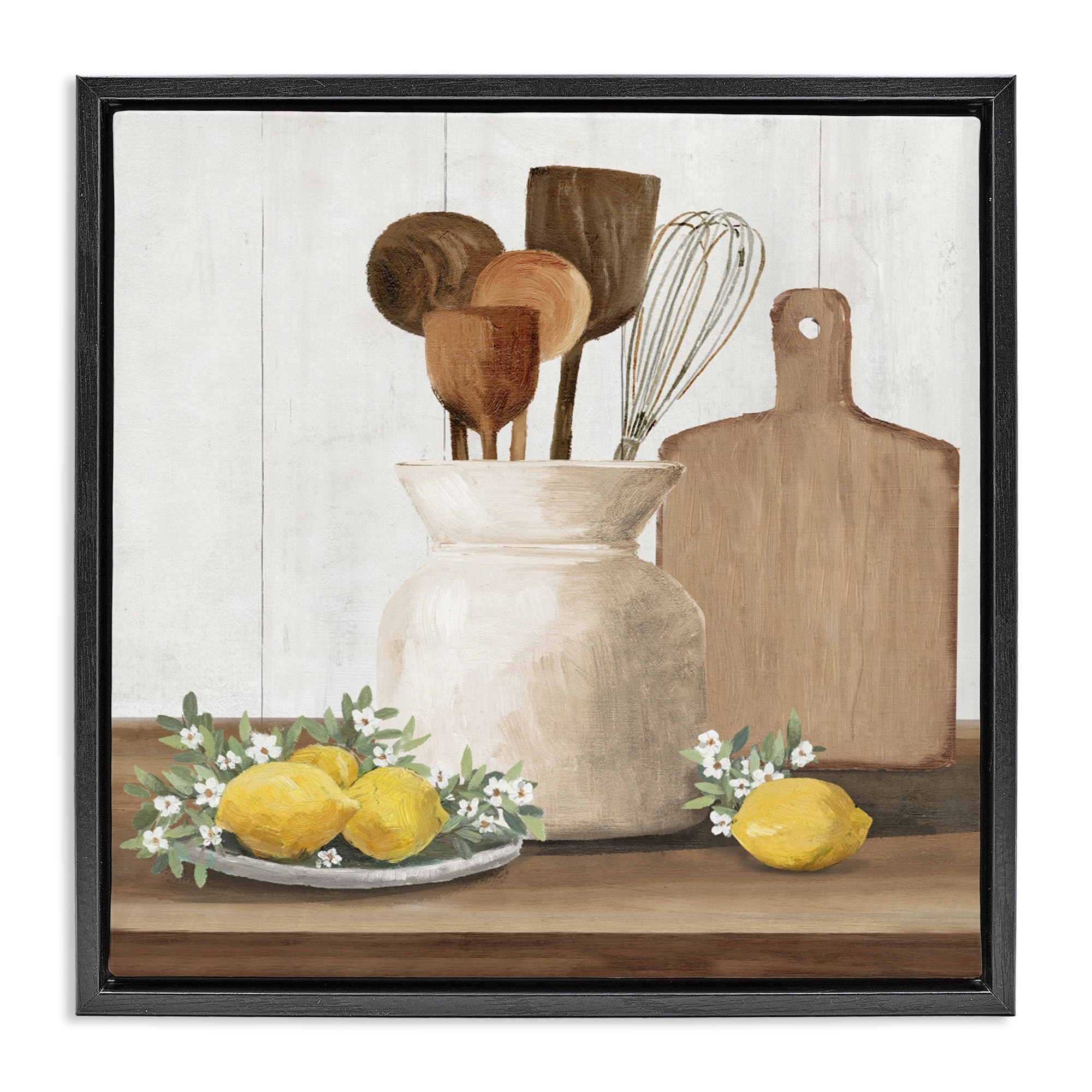 Stupell Country Kitchen & Lemons Framed Floater Canvas Wall Art Design By White Ladder