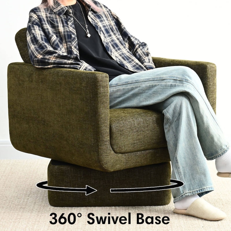 Upholstered Swivel Barrel Accent Chair(Set of 2)