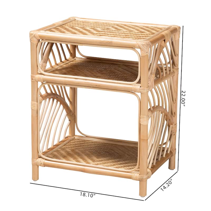 Baara Modern Bohemian Natural Brown Rattan Nightstand