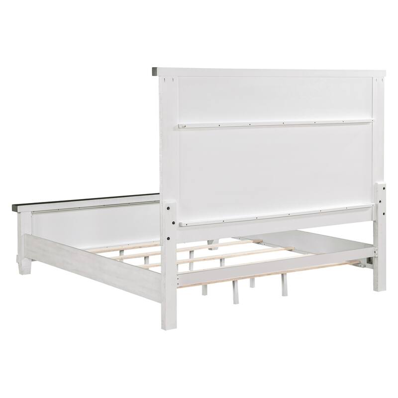 Jarrett Distress White and Grey Panel Bed
