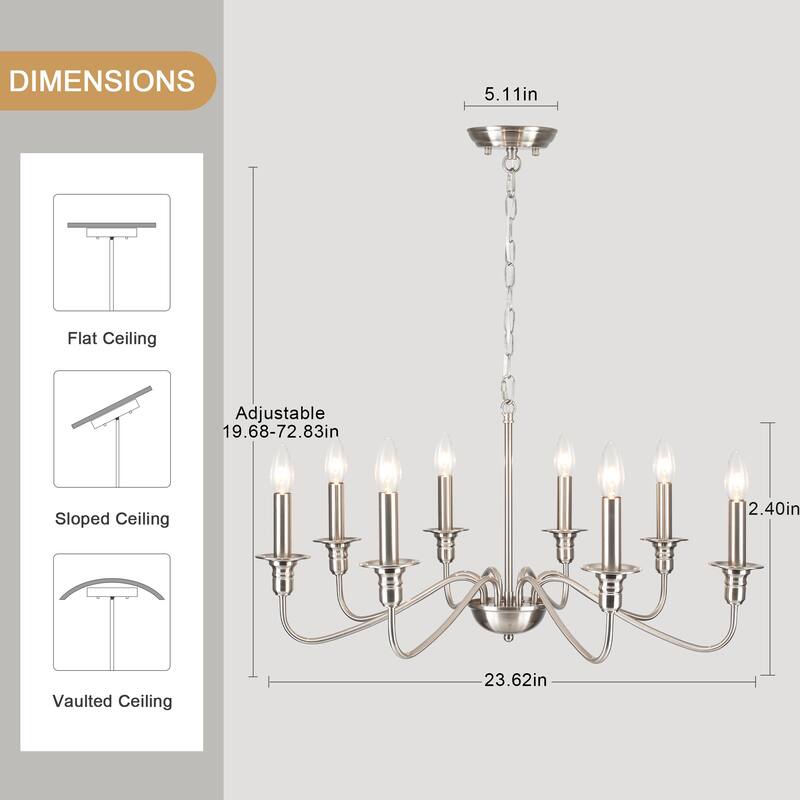 8-Light Rustic Candlestick Island Chandelier Linear Chandelier Lighting for Kitchen Island