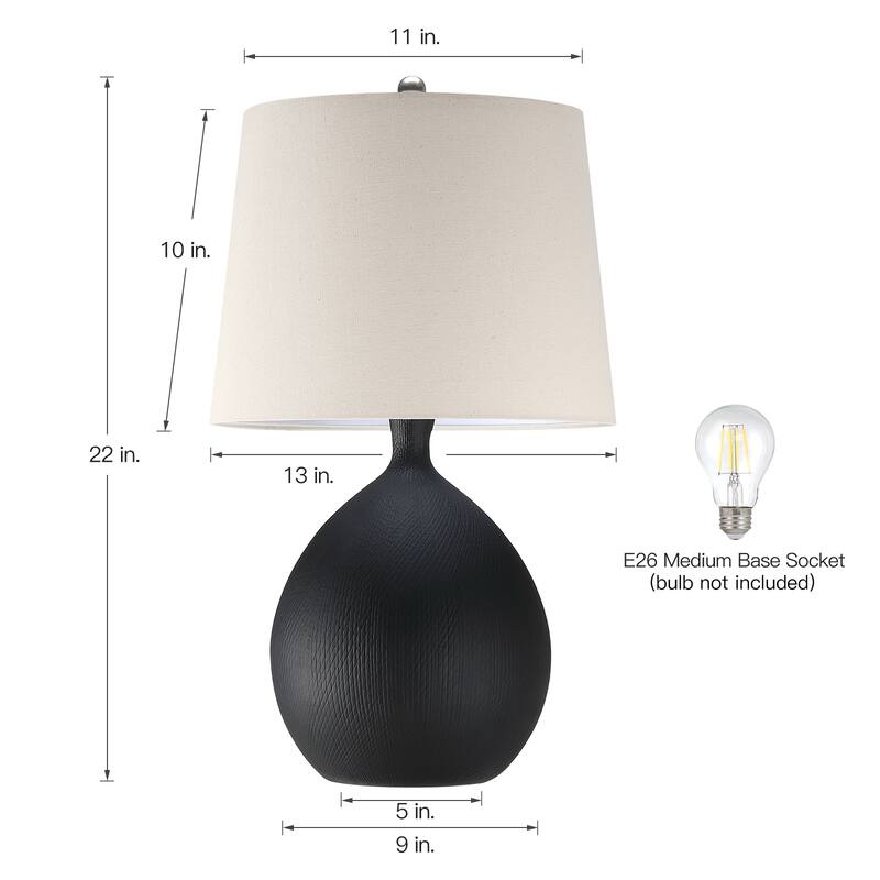 3-Way Ceramic Table Lamp with Hardback Shade - 22 in. H