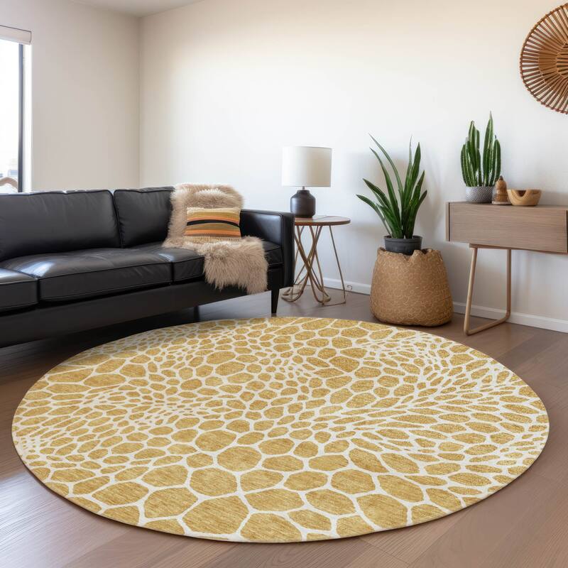 Premium Washable Super Soft Contempory Prints Mayfield Rug - Gold - 8' x 8'