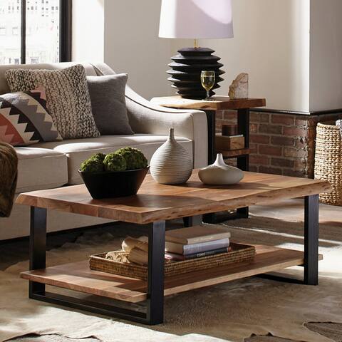 Alpine 48" Natural Live Edge Wood Coffee Table, Natural