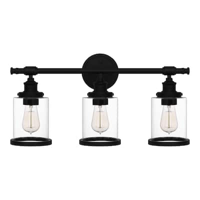 Adelyn 3-Light Matte Black Bath Light - Matte Black