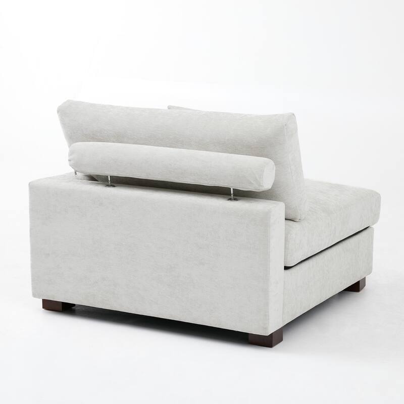 Plush Chenille Single Modular Sectional Sofa Chaise with Pillows