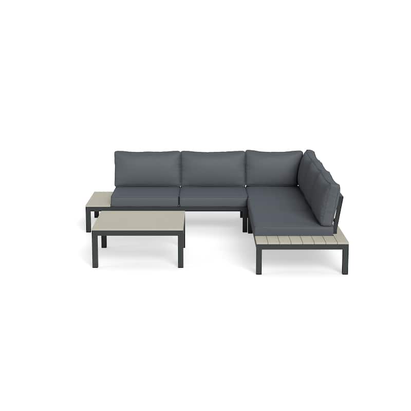 Lakeview Aluminum Outdoor Sectional Sofa with Charcoal Cushions