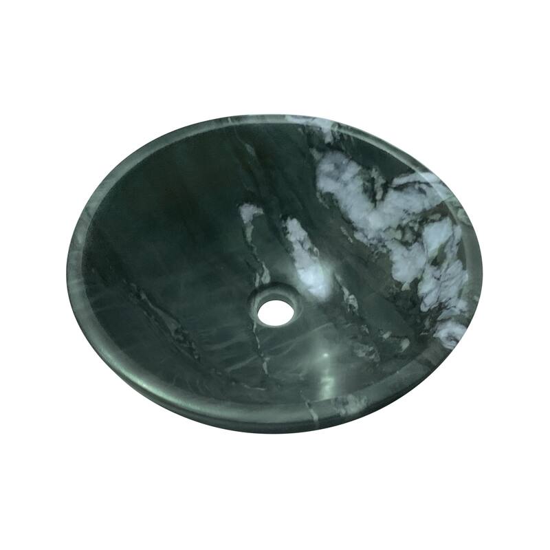 Roomfitters Round Marble Bathroom Vessel Sink, Natural Stone Countertop Wash Basin, Polished Bowl Vanity Sink