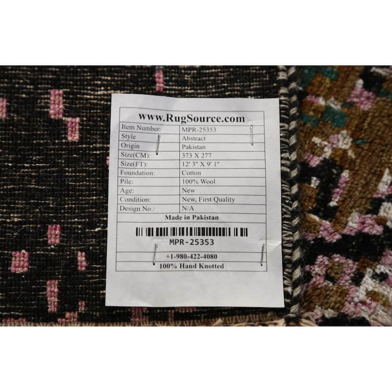 Contemporary Abstract Oriental Area Rug Handmade Wool Carpet - 9'1"x 12'3"