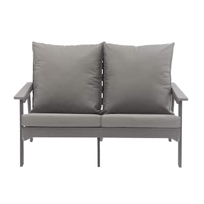 Outdoor 2-Seater Gray Loveseat Sofa in Wood+Plastic