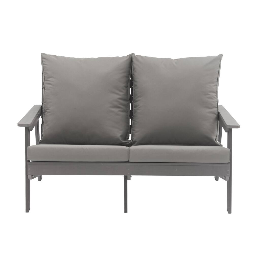Outdoor 2-Seater Gray Loveseat Sofa in Wood+Plastic