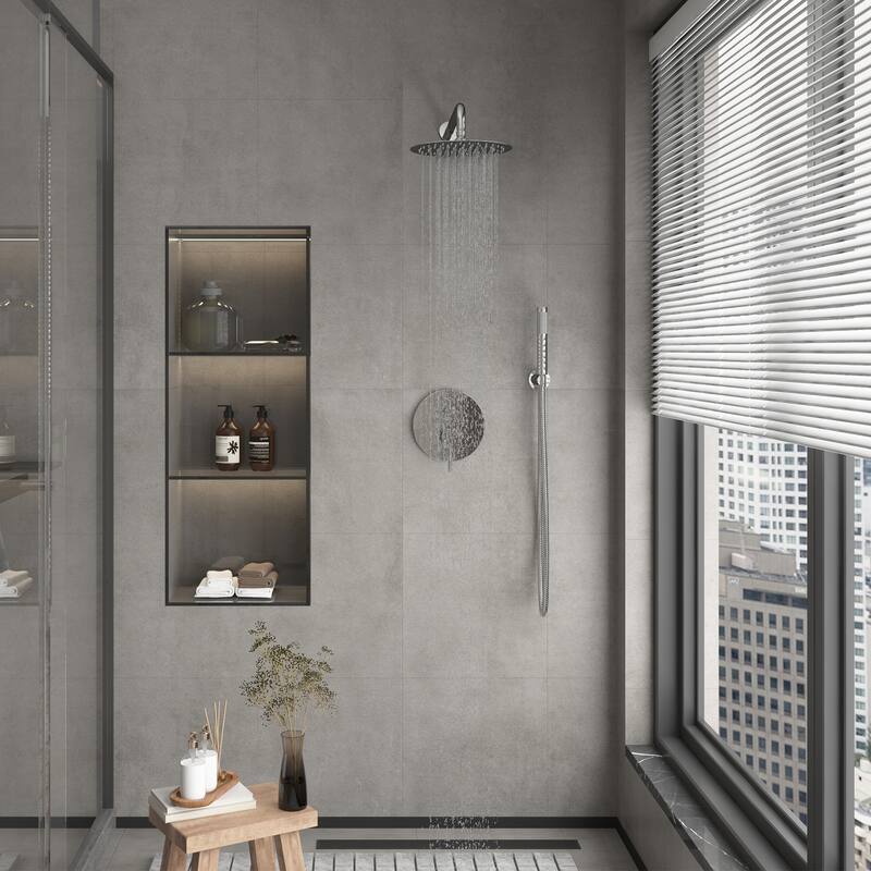 Clihome 10" Wall Rainfall 2 Way Round Shower System