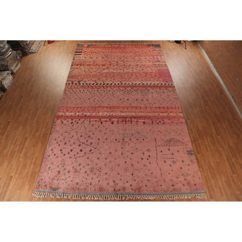Moroccan Oriental Large Area Rug Handmade Wool Carpet - 11'4"x 19'5"