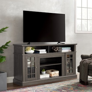 TV Media Stand Entertainment Center for TV Up to 65", TV Console Table with Open and Closed Storage Space, Black + Dark Walnut