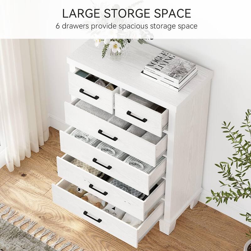 6/7 Drawer Dresser for Bedroom, Modern Wood Chest with Metal Handles, Storage Organizer for Closet