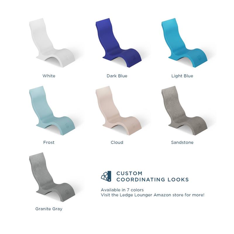 Ledge Lounger - Signature Chair - Inside Pool & Sun Shelf Lounge Chair - Designed for Shallow Shelves Up to 9" - Set of 2