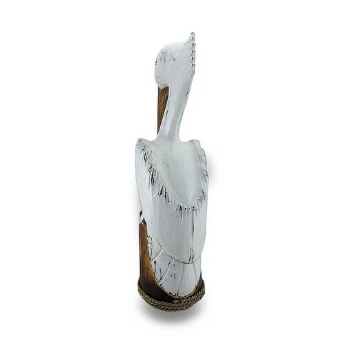 Hand Carved Painted Wooden Pelican On Piling Statue Coastal Overstock 16819309