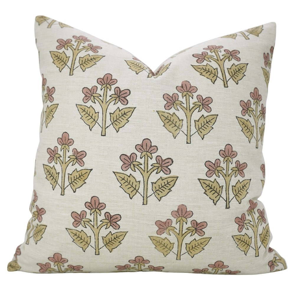 Fabdivine Soft Linen Floral Bohemian Pillow Case Hand Block Print for Home Décor