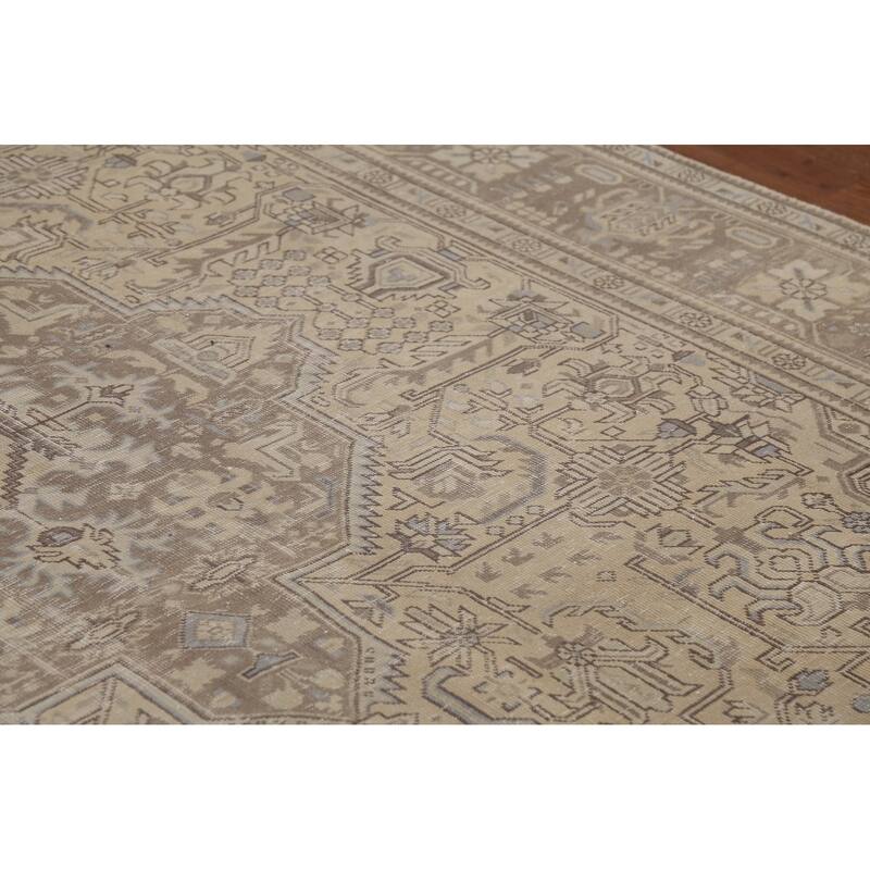 Geometric Tabriz Persian Vintage Area Rug Hand-Knotted Wool Carpet - 8'2"x 11'6"