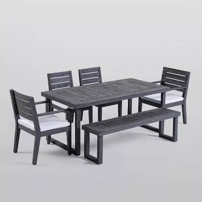 Outdoor 6 Seater Acacia Wood Dining Furniture Set with Cushions