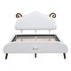 preview thumbnail 4 of 11, Full Size Upholstered Bed White Frame Platform Bed with Sheep-shaped Headboard for Toddler Kids Children Bed, Wood Slat Support