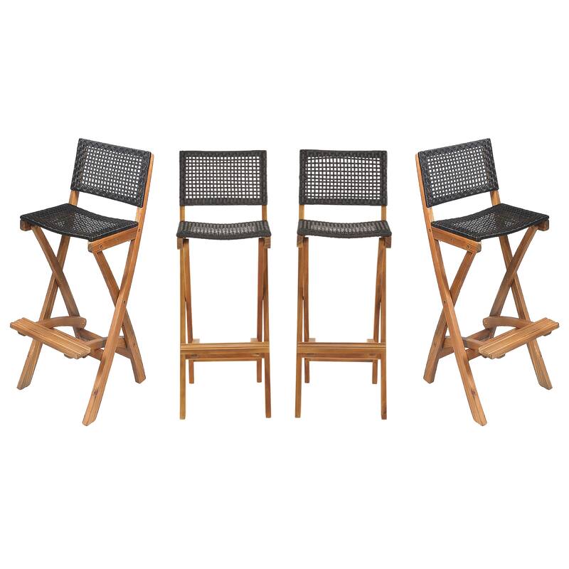 Polaris Acacia Wood Outdoor Folding Barstools (Set of 4) by Christopher Knight Home