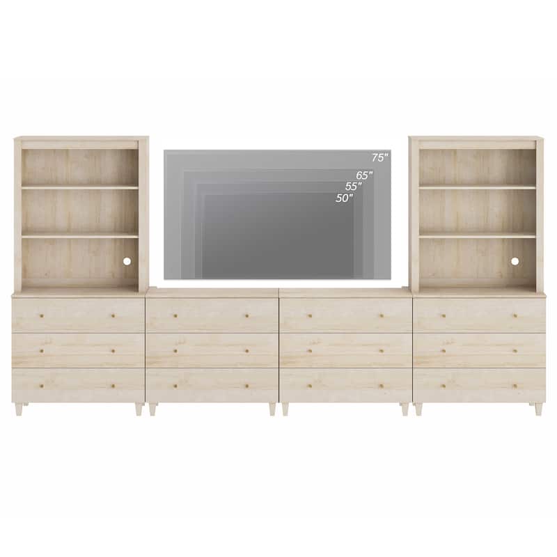 WAMPAT Entertainment Center for 75 Inches TVs with Bookshelves & Drawers