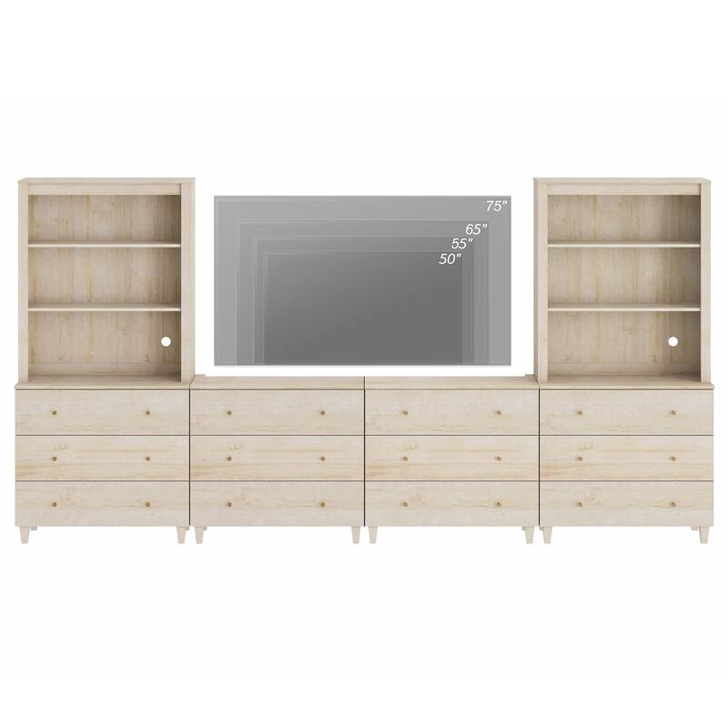 WAMPAT Modern Entertainment Center with Bookshelves for 75" TVs
