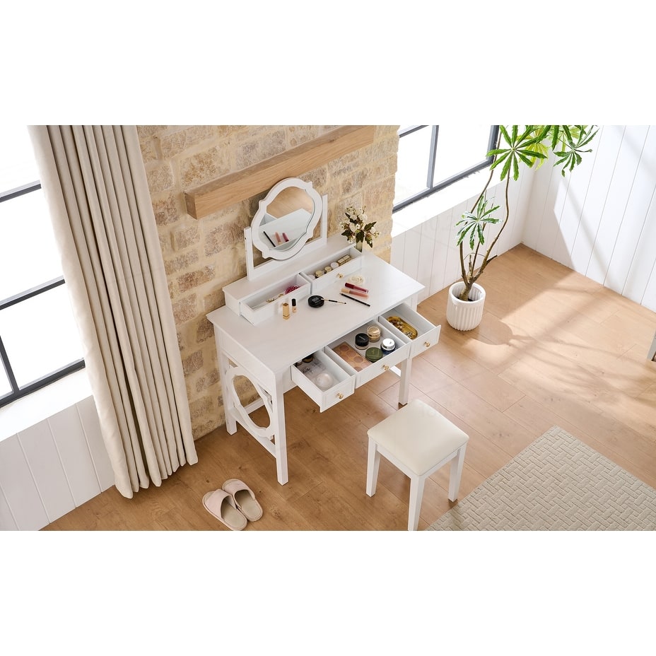 Compact and Stylish Vanity Table with Versatile Features for Beauty Enhancement