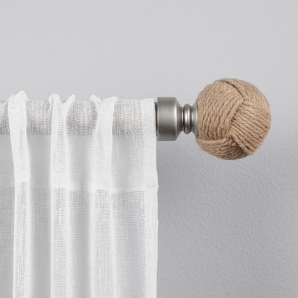 ATI Home Rope Knot 1 Adjustable Curtain Rod and Finial Set - On