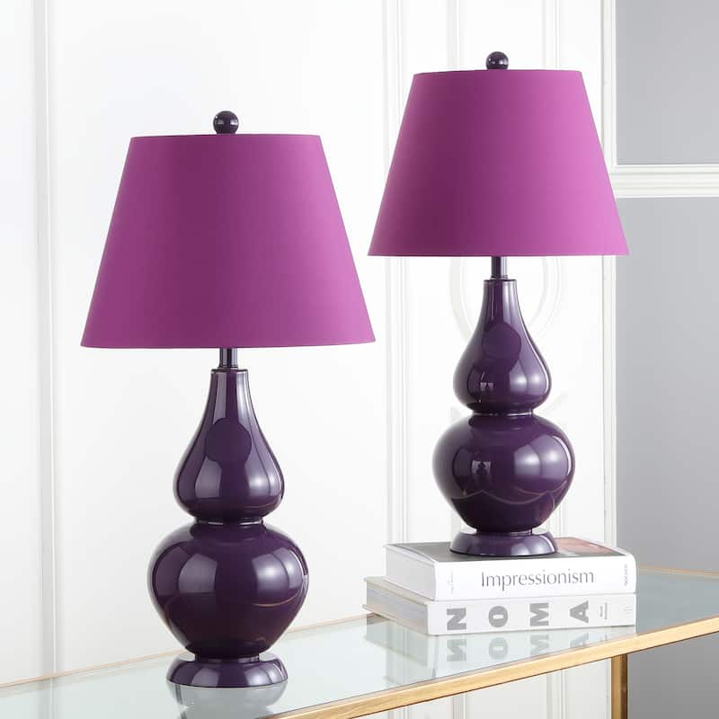 SAFAVIEH Lighting Demetria 27-inch Double Gourd White Table Lamp (Set of 2) - 14"x14"x26" - 14Wx14Dx26H