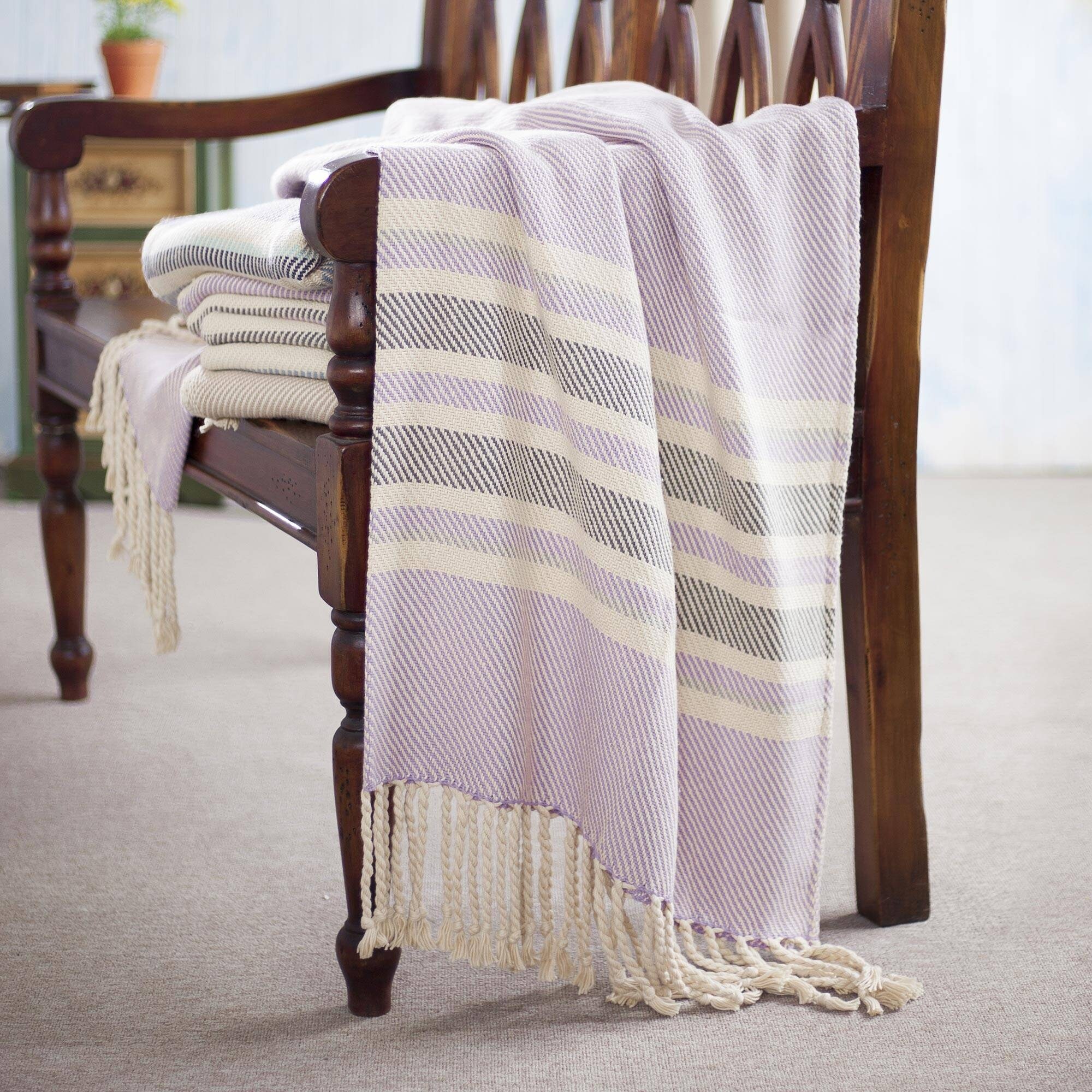 Handmade Sweet Heliotrope Cotton throw Peru