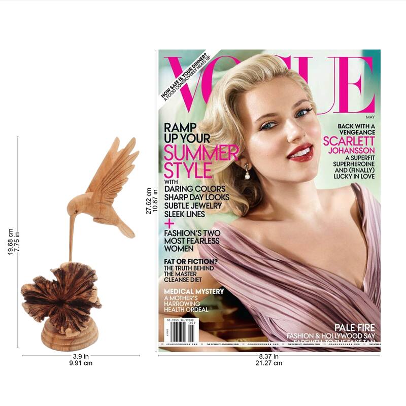 Novica Handmade Feasting Hummingbird Wood Sculpture - 7.75" H x 3.5" W x 3.9" D