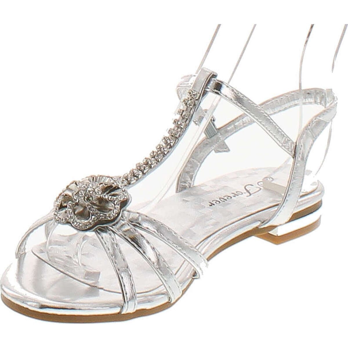 womens silver flat dress sandals