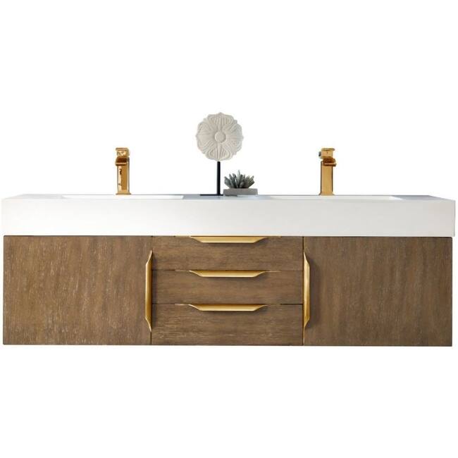 James Martin Vanities 983-V59D-W-G-GW Columbia 59" Wall Mounted Double - Latte Oak