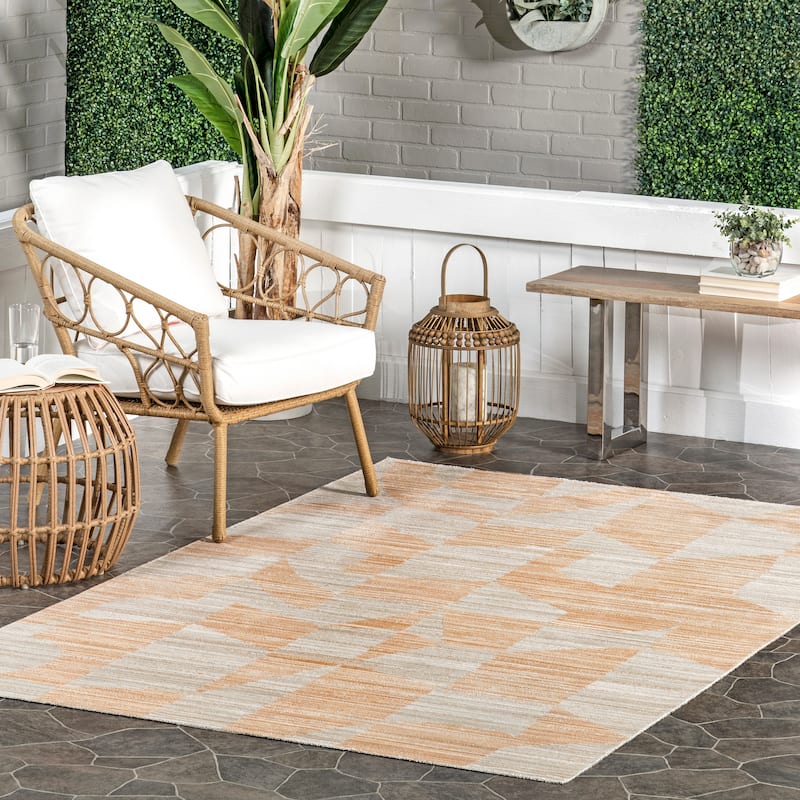 Nuloom Aranea Abstract Machine Washable Indoor/Outdoor Area Rug - 4' x 6' - Orange